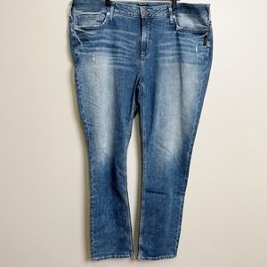 Silver Jeans Elyse Straight Women's 22x32 Blue Mid Rise Stretch Denim Jeans